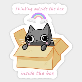 Thinking outside the box inside the box Sticker